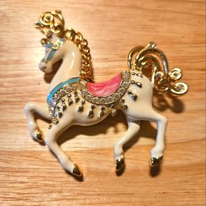 Beautiful vintage Bob Mackie enamel horse brooch
